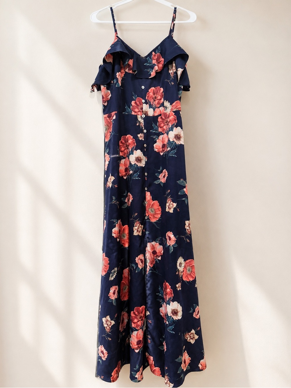 Altar’d State Navy Floral Slit Front Maxi Dress